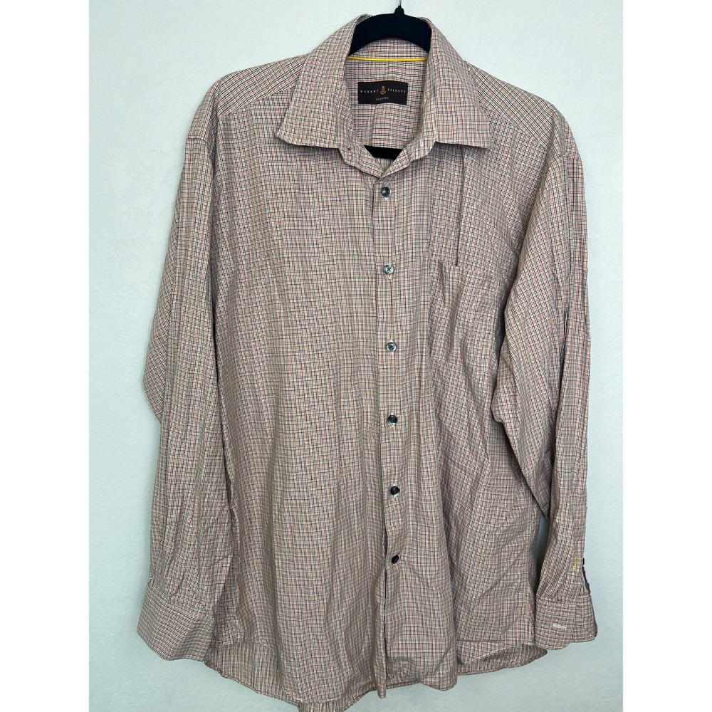 Robert Talbott Classic‎ Plaid Dress Shirt Long Sleeve 100% Cotton Men's XL